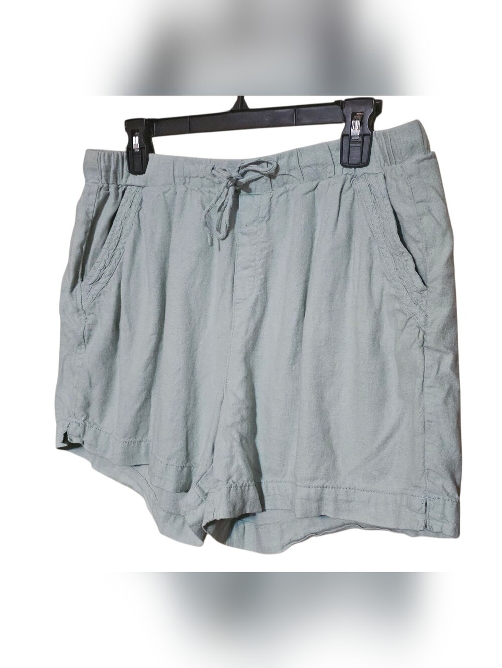 Women's Lightweight Linen Casual Drawstring Shorts - Sage Size Large